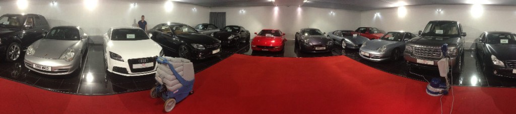 Luxury car showroom carpets cleaned by prokleen commercial carpet cleaning service